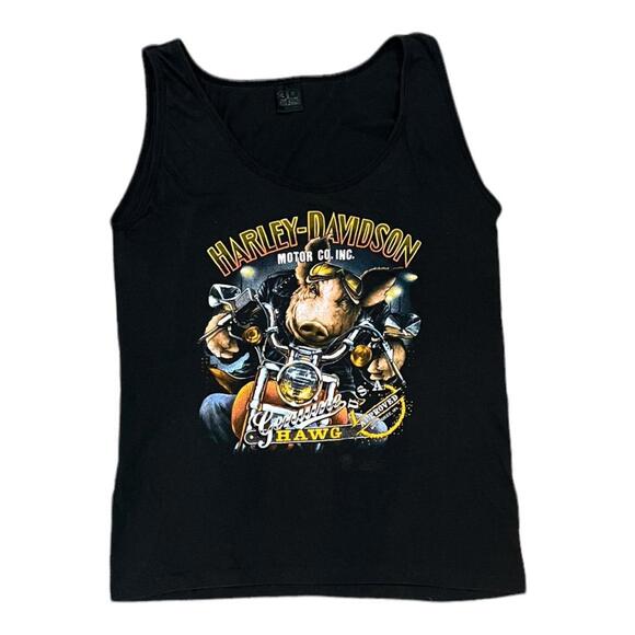 Vintage 80s Harley Davidson 3D Emblem Hog Tank Top T-shirt